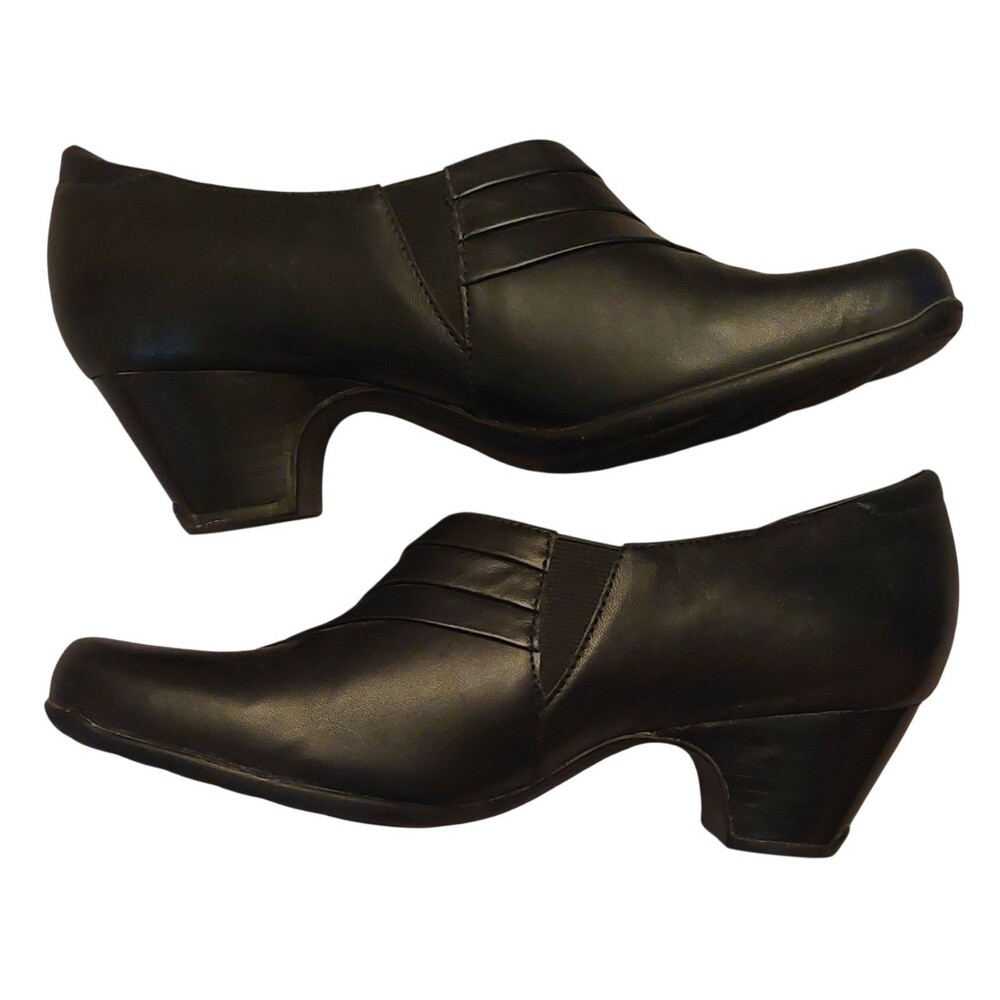 Clarks Every Day Sugar Spice Black Leather Loafers Sz 9.5 Comfort